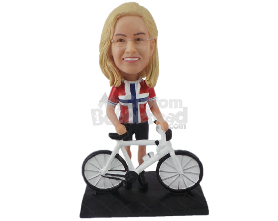 Custom Bobblehead Gorgeous Female Bike Rider Posing With Bike - Sports & Hobbies Cycling Personalized Bobblehead & Cake Topper Custom Bobblehead Gorgeous Female Bike Rider Posing With Bike - Sports & Hobbies Cycling Personalized Bobblehead & Cake Topper